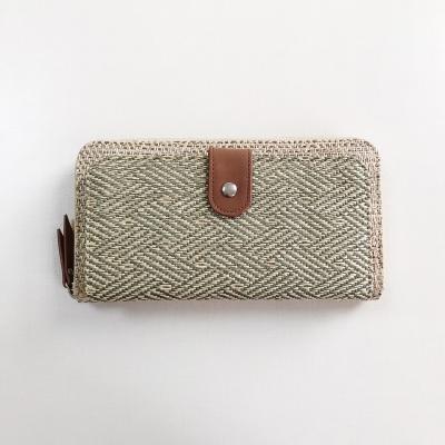 China Straw Mat Woven Women Waterproof Mobile Wallet Purse for sale