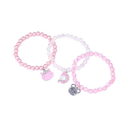 China Amazon Fashion High Quality Hot Sale Diy Cat And Unicorn Crystal Glass Beaded Bracelet Bangle For Women Girls for sale