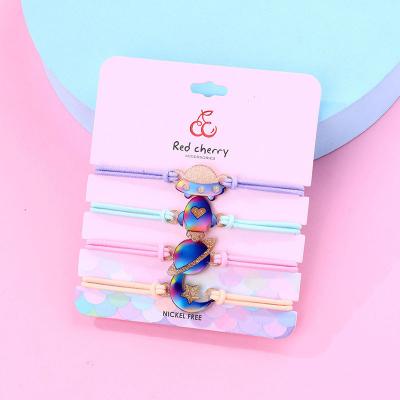 China High Quality 4pcs/set Customized Adjustable Sun And Moon Braided Wax Rope String Kids Bracelet Bangle Set For Girls Gift for sale