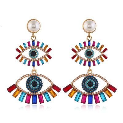 China High quality hot sales wholesale 2022 fashionable devils eyes series colorful alloy vintage statement blue eye earrings long for sale