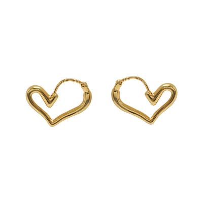 China High Quality High Quality Non Tarnish 18K Gold Plated Heart Circle Stud Earrings Hollow Out Stud Valentine's Day Birthday Party Gift For Women for sale