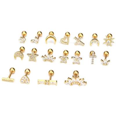 China Wholesale High Quality Stainless Steel Ear Studs Flower Zircon Statement Women Earings Jewelry 2022 for sale