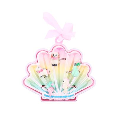 China Whole Jewelry Shell Plastic Box Rainbow Kids Small Ring Resign Lovely Children Rings High Quality Sale Cartoon Design 5Pcs For One Set for sale