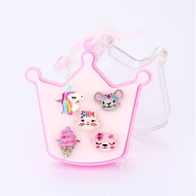 China High Quality 5pcs Crown Box Plastic Adjustable Cute Variety Girls Animal Children Ring Set Kids Jewelry Silver Plated Resin Packed Hot Sale for sale