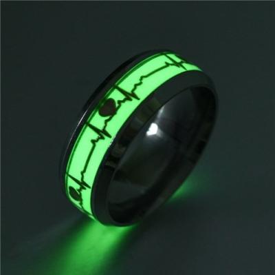 China New heart high quality factory fashion frontier men's ring direct wholesale luminous popular ring accessories for sale