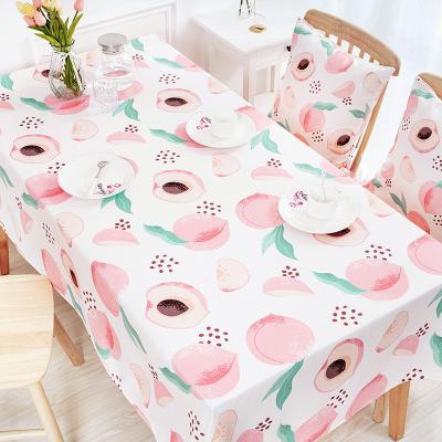 China Farmhouse Waterproof Family Fruit Peach Digital Printing Tablecloth for sale