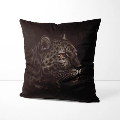 China Waterproof Square Decorative Black Leopard Printing Flower Protective Household Velvet Short Pillow Cover 40x40 for sale