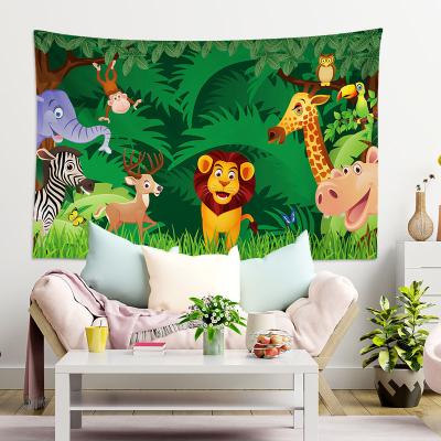 China Newest Simple Cartoon Design Printed Wall Hanging Decoration Tapestry Baby Room Home Tapestry for sale