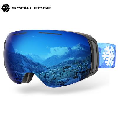 China Hot Selling Available Airflow Vent Hole Snowledge 181C Amazone Ski Goggles With Magnetic Clip Locking System Lens OTG Interchangeable Snow Snowboard Goggles for sale