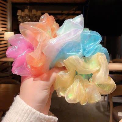 China 2021 Fashionable Hair Scrunchies Dot Elastics Bezel Ponytail Hair Ties Elastic For Girls Hair Accessories for sale