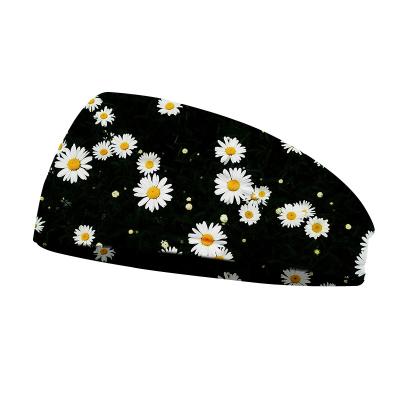 China Trendy Boho Daisy Flora Elastic Women Hairband Yoga Make Up Face Wash Sports Headband Fashion Girls Customized Hair Accessories 2021 for sale