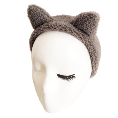 China Fashionable Faux Fur Cat Ear Warm Girls Elastic Cute Fluffy Headband Women Make Up Face Wash Band Hair Accessories 2021 Winter for sale