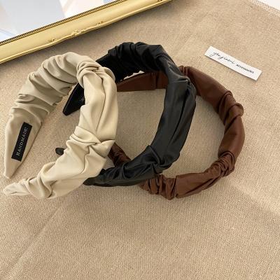 China 2021 fashion temperament new retro pleated headband, wide side press hair fashion hair accessories for sale