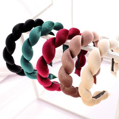 China Popular Velvet Hairband Sponge Braid Hairpin Headband Velvet Hair Wrapping Ladies Hair Bundle for sale