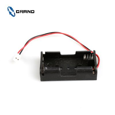 China Plastic 3V Battery Cell Holder Box Dual 2 AA Dual (Open) Cash Compartment With Wire Leads for sale