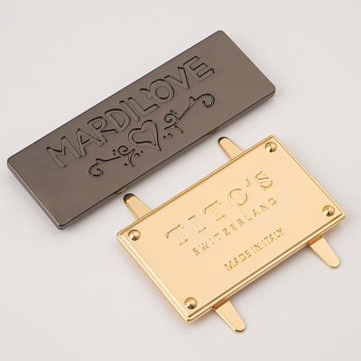 China Custom Logos Metal Bag Plates Engraved Handbag Labels for Leather Bag Accessories for sale