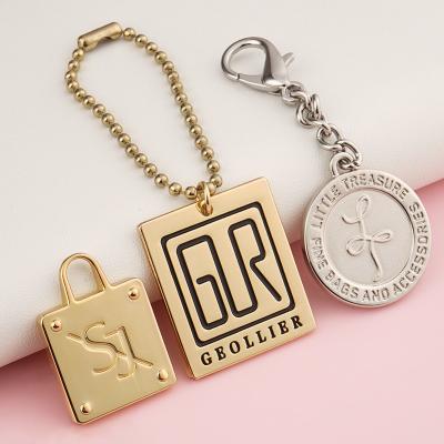 China Customized Metal Label and Tag for Handbag Designer Embossed Metal Tag Hanging Metal Logo Tag for sale