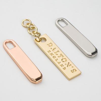 China Alloy Zipper Pulls for Purses Superior Eco-Friendly Plated Golden Metal Zipper Puller for sale