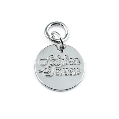 China Customized Metal Name Tag Plate with Engraved Logo Round Shape Handbag Accessories for sale