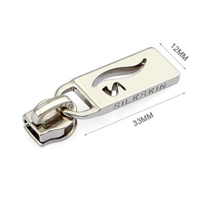 China Custom Shiny Nickel Metal Zipper Puller for Handbags and Clothing 5 Zipper Head Slider for sale