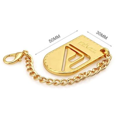 China 100% Custom Made Gold Hanging Metal Logo Tag for Handbags Custom Logo Metal Tag Label for sale