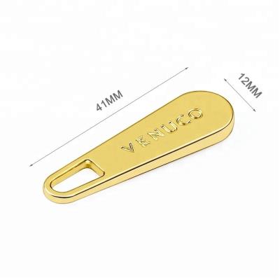 China Bag/Clothing/Garment Accessories Metal Zipper Puller with Engraved Logo Plating for sale