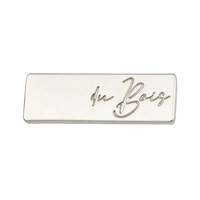 China Rectangle Handbag Hardware Eco-friendly Metal Logo Labels Custom Silver Logo Plate for sale