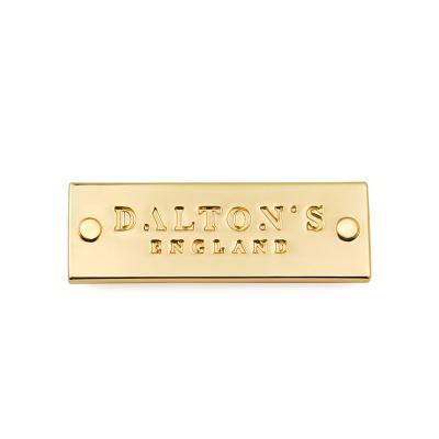 China Handbag Hardware Custom Engraved Metal Die Cast Logo Plate With Debossed Tag And Screw zu verkaufen