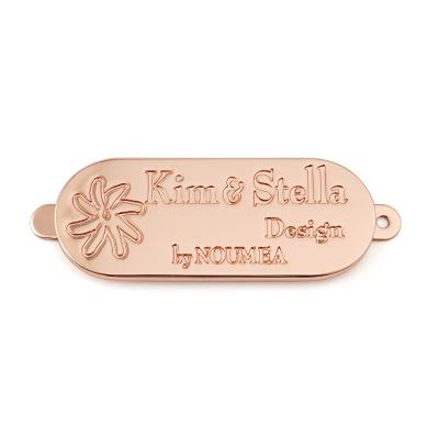 China Rose Gold Custom Logo Metal Label for Fashion Designer Handbags User-Friendly Design Te koop