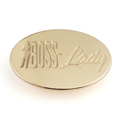 China Gold Oval Metal Logo Custom Engraved Label for Handbag Decoration User-Friendly Style Te koop