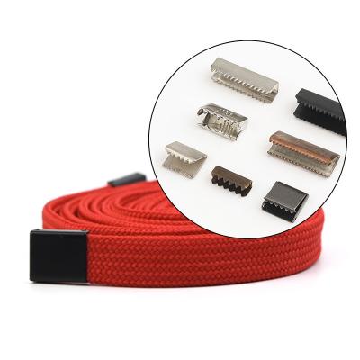 China Metal Cord End Clip for Bag Strap Hoodie Belt Buckle Crimp Clamp Ends Customized Color Te koop