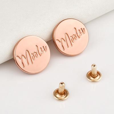 Китай Round Metal Rivet Logo Tag For Handbag Zinc Alloy Custom Rivet Buttons Metal Logo Label продается