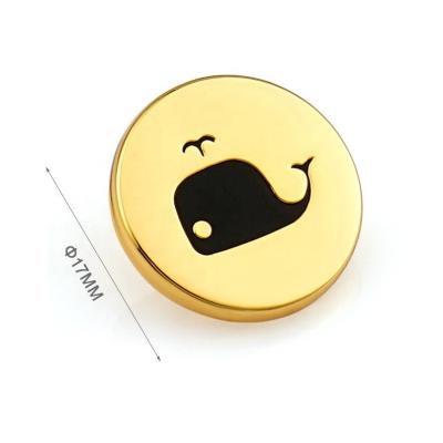 China Customized Round Metal Tag for Garment Engraved Logo Light Gold Name Fixation Rivet zu verkaufen