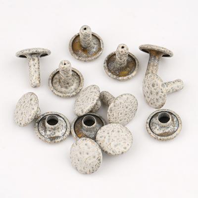 Cina Brass Tubular Metal Studs 9mm Double Cap Rivets for Leather Bags Shoes Clothes Belts in vendita