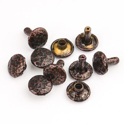 Cina 9mm Double Cap Rivet Tubular Metal Studs for Bags Antique Copper Leather Accessories in vendita