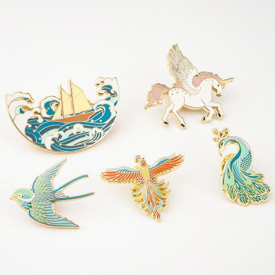 China 2-7MM Thickness Eco-friendly Metal Badge Customised Alloy Brooch Pins for Clothes for sale