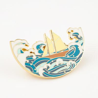 중국 Customized Hard Enamel Lapel Badge Sailboat Brooches for Gift Backpack Hats Decoration 판매용