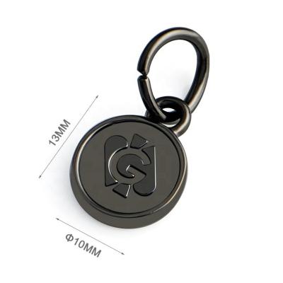 China Fashion Custom Jewelry Tags With Embossed Logo Round Metal Logo Charms Zinc Alloy for sale