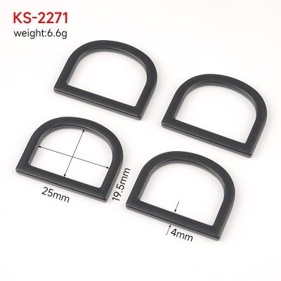 China Zinc Alloy D Shape 25mm Flat D Ring Black Metal Buckle for Belt Handbag Webbing Strap for sale