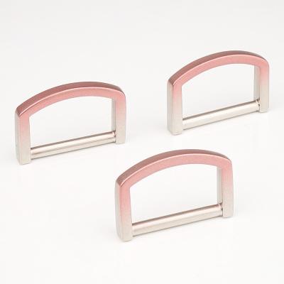 China 25mm Pink Silver Gradient Color D-Ring Metal Handbag Hardware D Shape Ring Buckle for sale