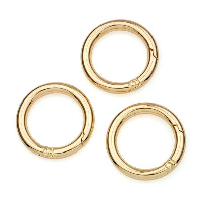 China 25mm Eco-friendly Plated Gold O Ring Spring Gate Clasp Hooks for Custom Metal Snap Bag for sale