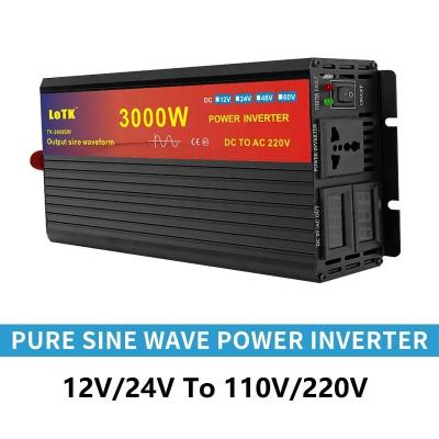 China Solar Power Micro Inverter Car Inverter Pure Sine Wave 12V DC To AC 220V 3000W Voltage Converter Power 30*15*7cm for sale