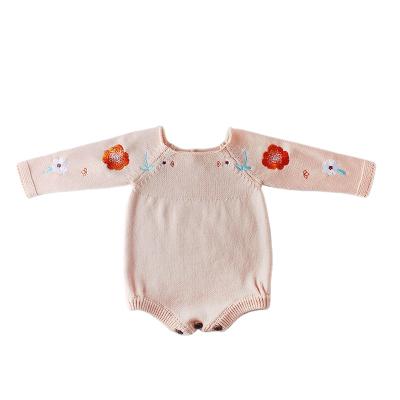 China Breathable Baby Knit Rompers Long Sleeve Wool Knitted Floral Princess Triangle Jumpsuit Toddler Autumn Winter Baby Rompers Clothing for sale