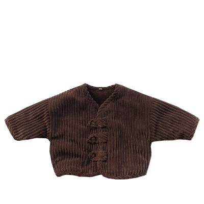 China Plus Size 3-8T Kids Boys Girls Warm Corduroy With Velvet Padded Coat Jacket Kids Overcoat Korean Warm V-Neck Cardigan for sale