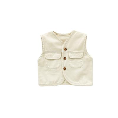 China Winter Hot Sale Baby Plus Size Newborn Clothes Thickened Lambswool Denim Plain Blue Baby Vest Coat White With Pocket for sale