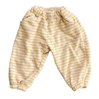 China Kids Winter Pants Kids Fleece Sports Pants Breathable Straight Thick Warm Baby Elastic Waist Jogger Striped Panty For Boy for sale