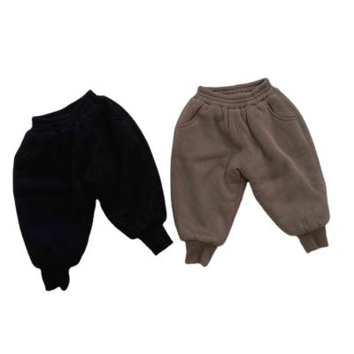 China New Winter QUICK DRY Baby Pants Toddler Girls/Boys Cotton Thick Velvet Infant Baby Shear Pants Warm Baby Boy Harm Casual Pants for sale