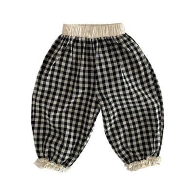 China QUICK DRY Color Plaid Color Cotton Bloomers Wrinkle Baby Harem Casual Long Pants Gently Loosen Pants For Toddler Kids Bloomers Long for sale