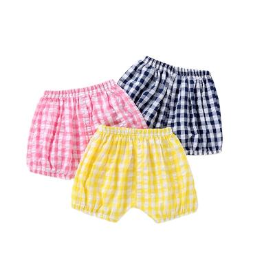 China USA hot sale QUICK DRY cotton seersucker baby boy clothes summer fresh style leg plaid elastic 100% cotton baby boy shortly for sale