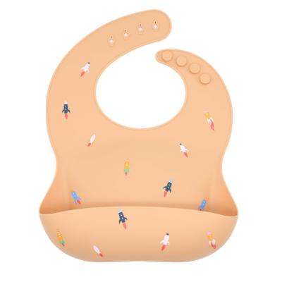 China Free Sample Food Grade Washable Custom Printed Bpa Free Kids Feeding Kids Waterproof Baby Silicone Bib Set Colorful Silicone Baby Bib for sale